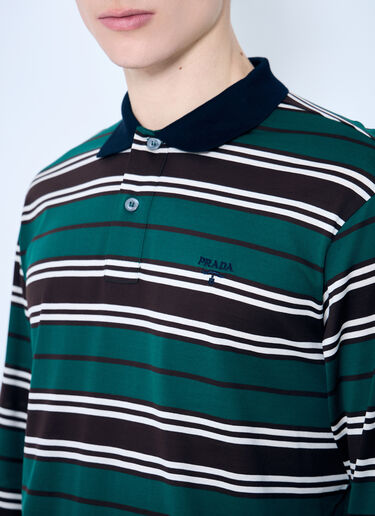 Prada Striped Polo Shirt Green pra0160002