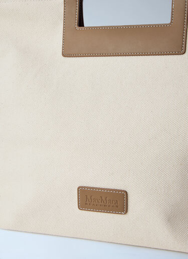 Max Mara Canvas Tote with Leather Accents Beige max0264067