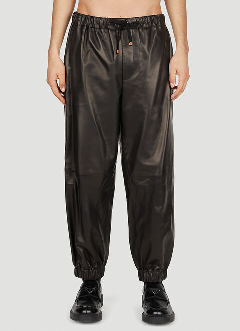 Moncler + Rick Owens レザージョギングパンツ ベージュ mcs0355013