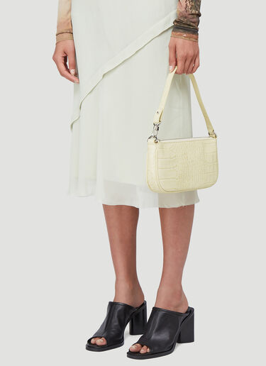 BY FAR Rachel Crocodile Embossed Shoulder Bag Beige byf0241026