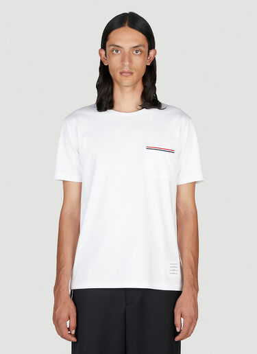 Thom Browne 条纹口袋 T 恤 白色 thb0129006