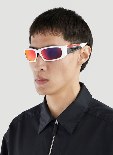 Prada Linea Rossa Wrap-Around Sunglasses White lpl0151001