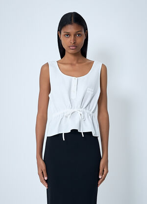 Miu Miu Logo Motif Drawstring Top White miu0263019