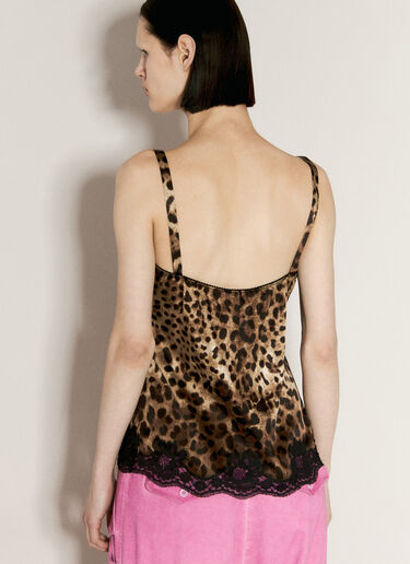 Dolce & Gabbana Leopard Print Satin Top Brown dol0255002