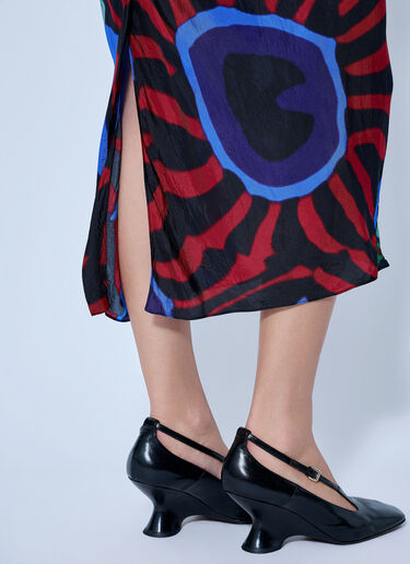 LN-CC® - Dries Van Noten: Abstract Pattern Midi Skirt - Red Dries Van Noten Abstract Pattern Midi Skirt Red dvn0265010
