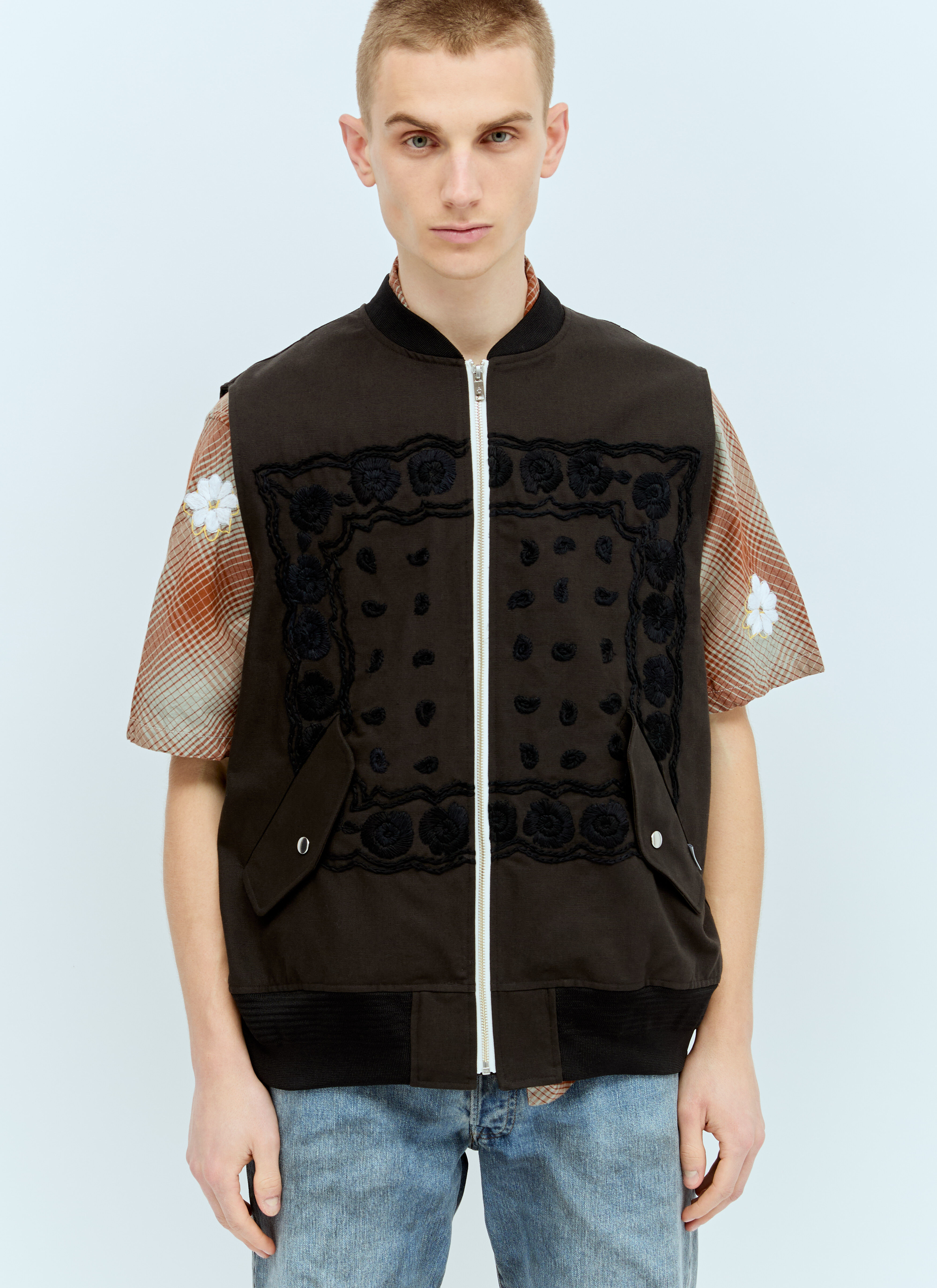 Rick Owens Bandana Embroidery Flight Vest Black ric0155013