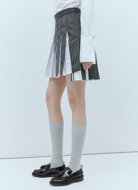 Jil Sander Wool Pinstripe Pleated Skirt Blue jil0249004