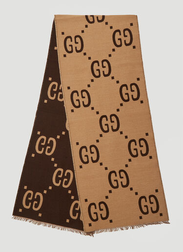 Gucci GG Logo Jacquard Scarf Brown guc0359004