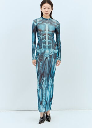 Jean Paul Gaultier Ecorche Mesh Maxi Dress Blue jpg0258009