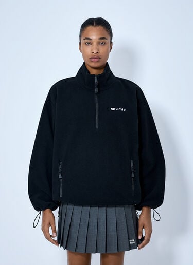 LN-CC® - Miu Miu: Half-Zip Fleece Sweatshirt - Black Miu Miu Half-Zip Fleece Sweatshirt Black miu0366005