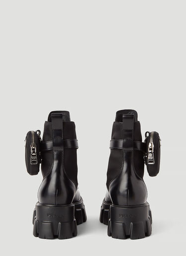 Prada Monolith Nylon and Leather Boots Black pra0245015