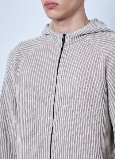 LN-CC® - Stone Island: Ribbed Knit Hoodie - Beige Stone Island Ribbed Knit Hoodie Beige sto0165048