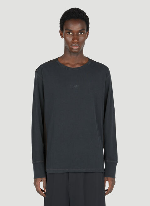 MM6 Maison Margiela リブロングスリーブTシャツ ブラック mmm0154004