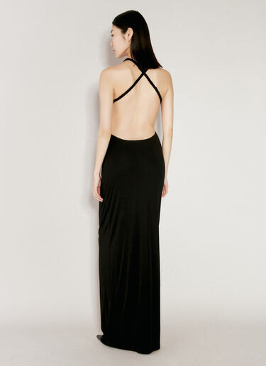 Saint Laurent Backless Halter Dress Black sla0255017