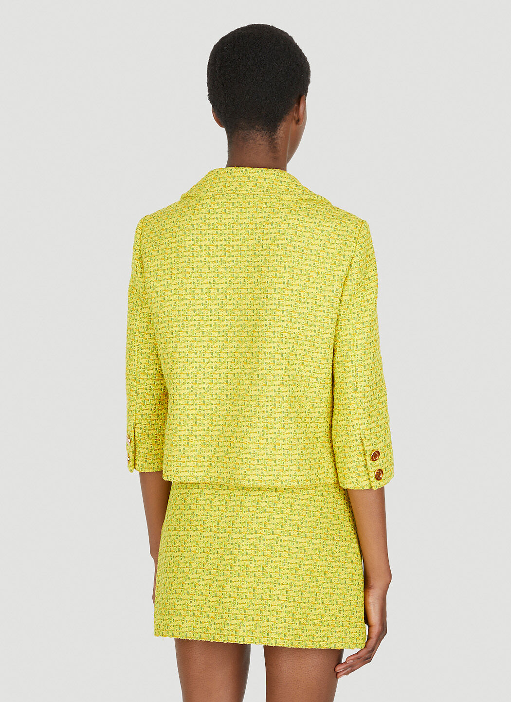 Gucci yellow tweed jacket hotsell