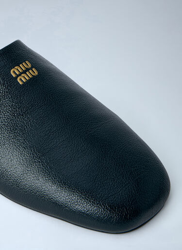 LN-CC® - Miu Miu: Leather Slippers - Black Miu Miu Leather Slippers Black miu0264215
