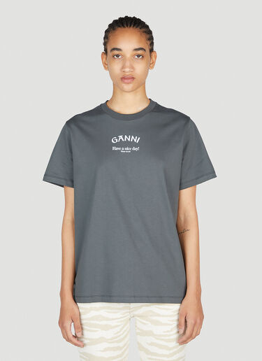 GANNI Have A Nice Day T-Shirt Grey gan0253081