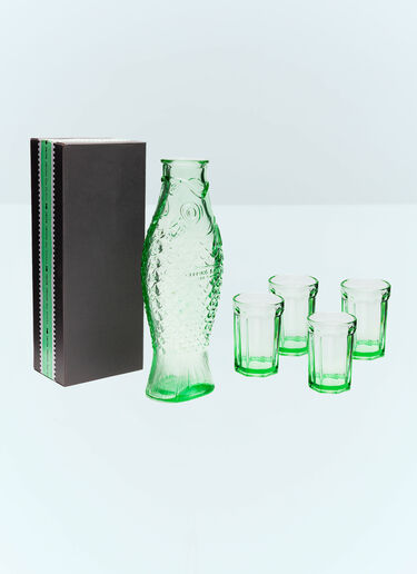 Serax Fish and Fish Carafe And Glasses Set Green wps0691669
