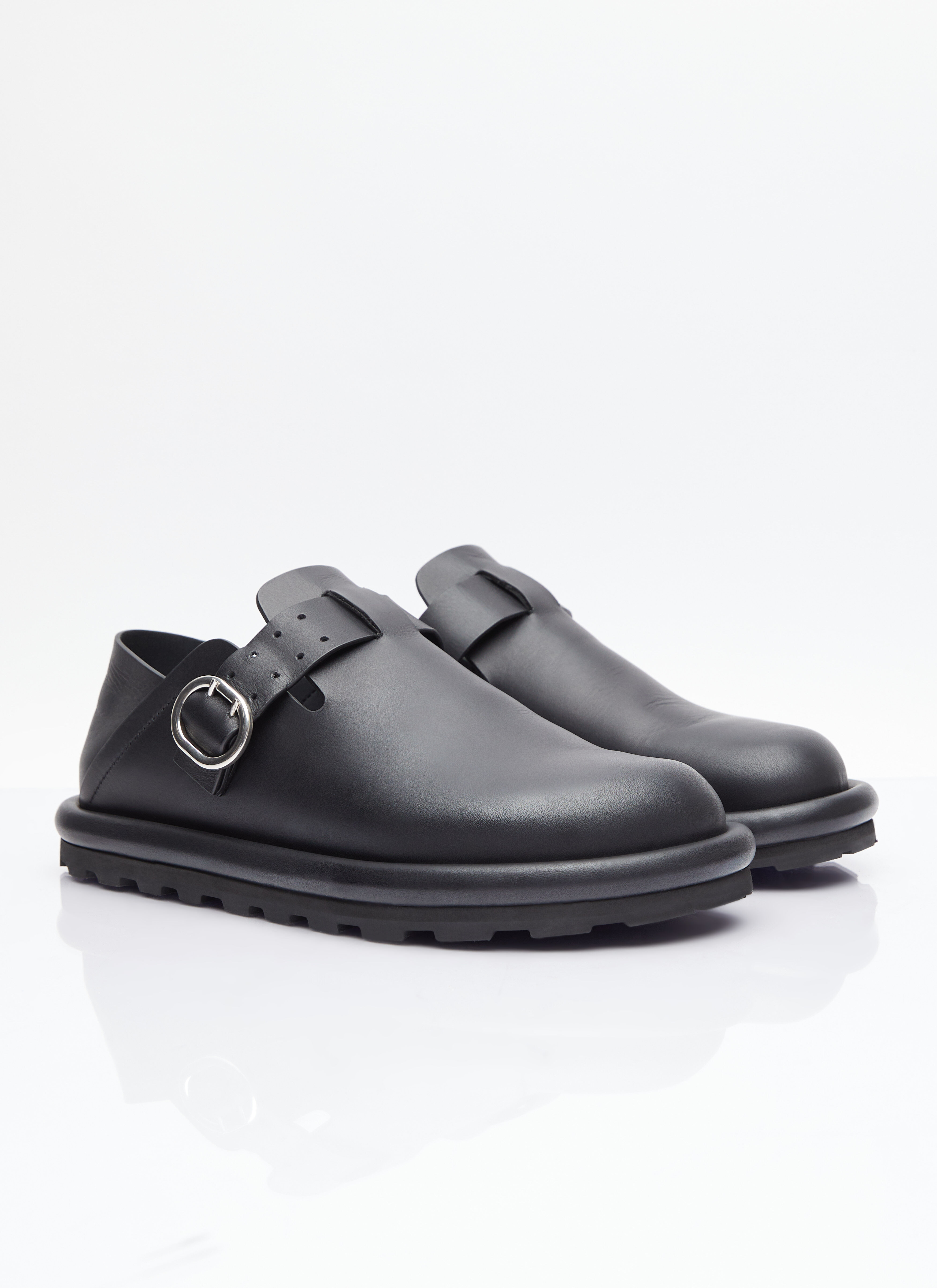 Jil Sander Men s Buckle Leather Shoes in Black LN CC