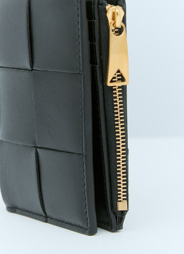 Bottega Veneta Small Cassette Bi-Fold Zip Wallet Black bov0255109