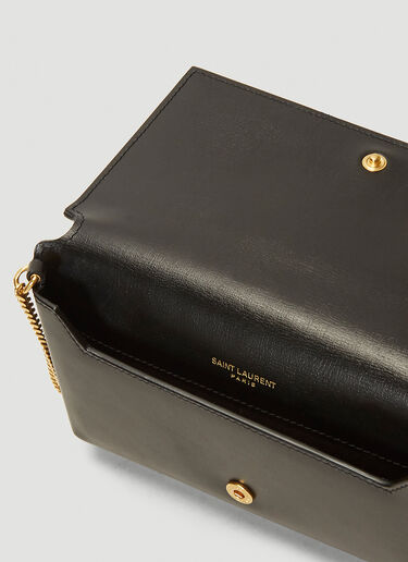 Leather Phone Holder Saint Laurent Leather Phone Holder Black sla0241053