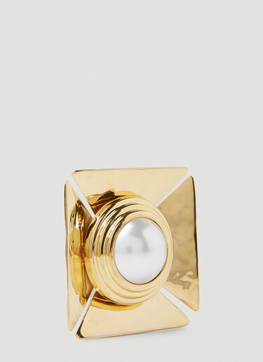 Saint Laurent Pearl Square Earrings Gold sla0252100