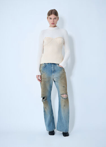 Jean Paul Gaultier Ribbed Wool Sweater White jpg0261011