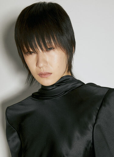 Saint Laurent Cowl-Back Silk Blouse Black sla0254044