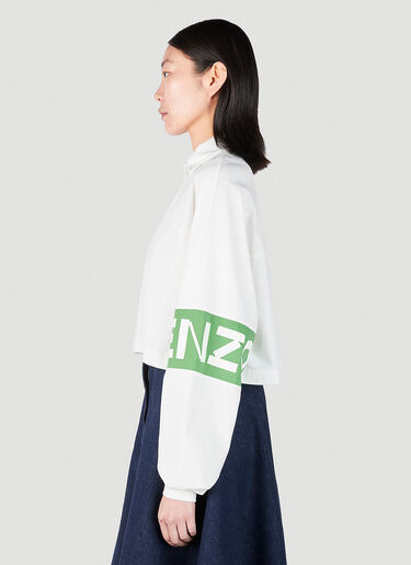 Kenzo Logo Print Polo Sweatshirt White knz0252027
