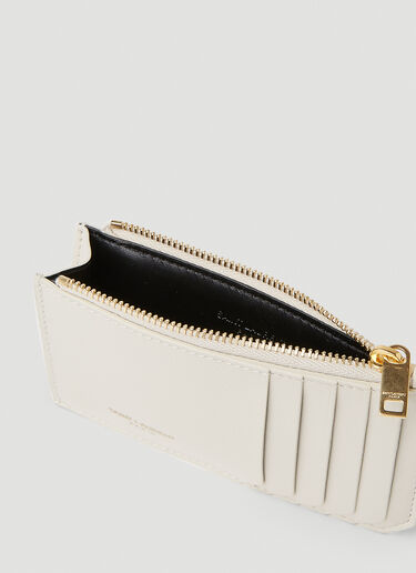 Saint Laurent Painted Zip Top Card Holder White sla0251066