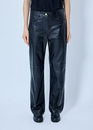 Max Mara Leather Straight-Leg Trousers Black max0265216