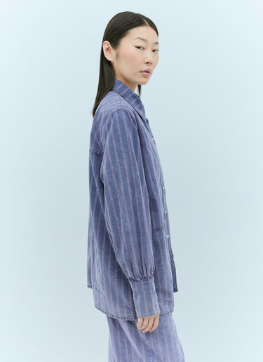 GANNI Light Stripe Denim Shirt Purple gan0255021