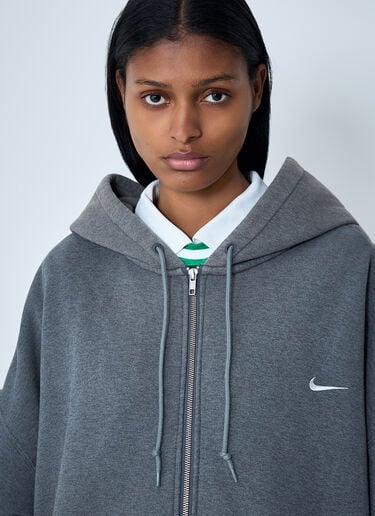 Nike x Martine Rose Logo Motif Hooded Zip-Up Sweatshirt Grey nik0362111