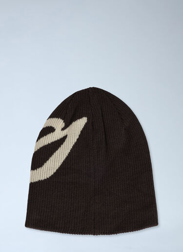 LN-CC® - Y-3: Graphic Logo Beanie Hat - Brown Y-3 Graphic Logo Beanie Hat Brown yyy0365004