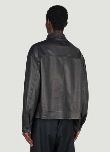 Prada Zip Up Leather Jacket Black pra0153002