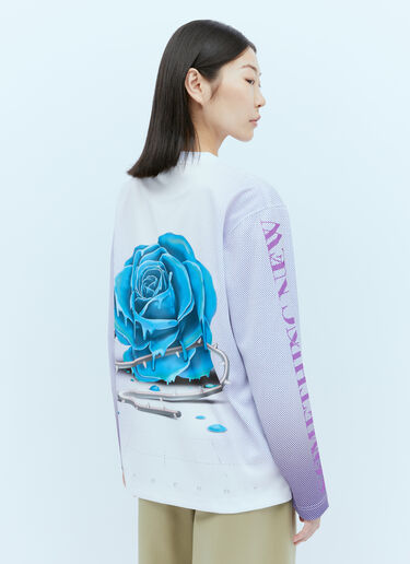 Burberry Rose Print Long Sleeve T-Shirt Blue bur0254022