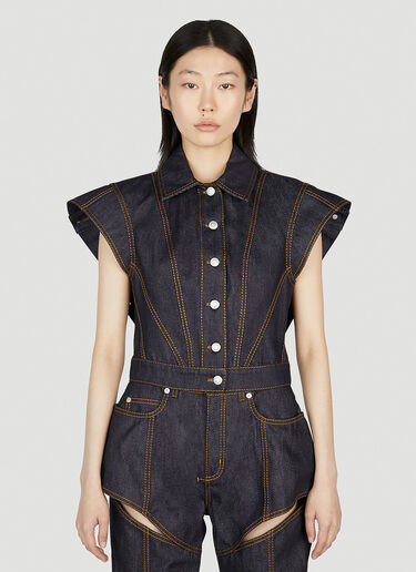 Alexander McQueen Denim Gilet Jacket Blue amq0252028