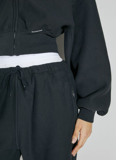Cropped Zip-Up Hooded Sweatshirt Alexander Wang Cropped Zip-Up Hooded Sweatshirt Black awg0255021