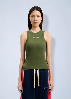 Palm Angels Classic Logo Fitted Tank Top Green pma0264219