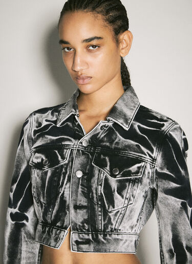 Alexander Wang Blade Logo-Embroidery Denim Trucker Jacket Grey awg0258008
