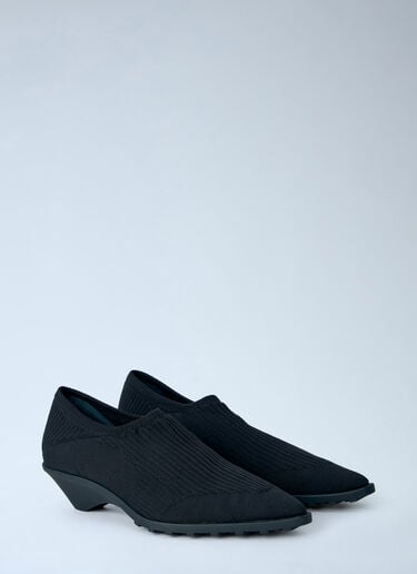 LN-CC® - Camper x Issey Miyake: Anna Ribbed Pointed-Toe Loafers - Black Camper x Issey Miyake Anna Ribbed Pointed-Toe Loafers Black cim0266011