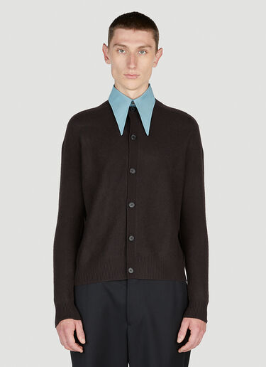 Prada Contrast Point Collar Cardigan Brown pra0154005