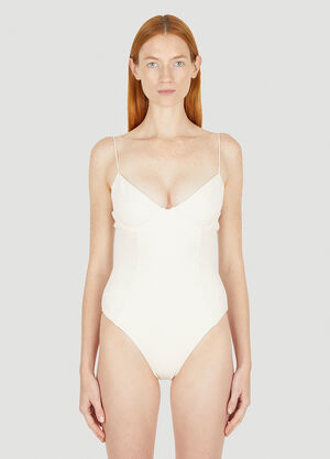 Ziah Fine Strap Almond Swimsuit White zia0251007