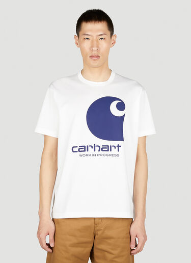 Junya Watanabe x Carhartt 로고 프린트 티셔츠 화이트 jwc0152005