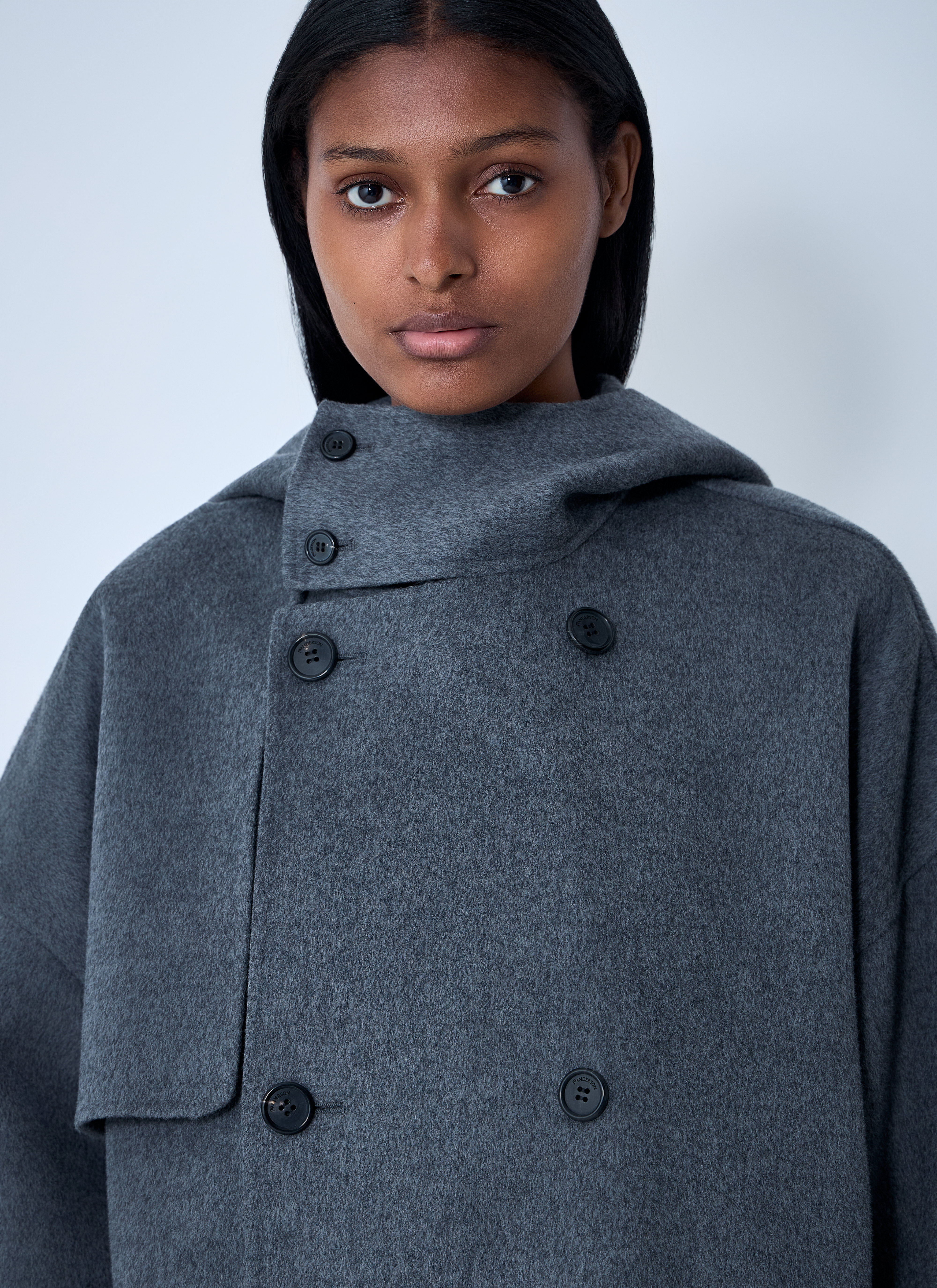 JW Anderson Women's' Oversized Pea Coat in Charcoal | LN-CC® JW Anderson Women's' Oversized Pea Coat in Charcoal | LN-CC®