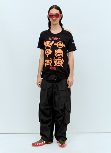 Walter Van Beirendonck Happy/Sad Turnable T-Shirt Black wlt0156011