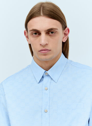 Gucci GG Supreme Oxford Cotton Shirt Blue guc0155068