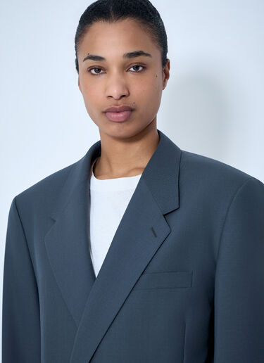 Lemaire Double-Breasted Wool Suit Blazer Dark Grey lem0264002