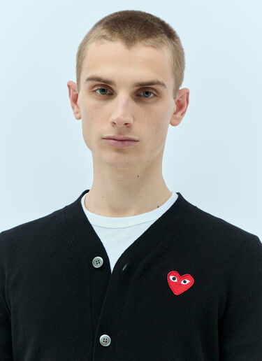 Comme Des Garçons PLAY Logo Patch Wool Cardigan Black cpl0355021