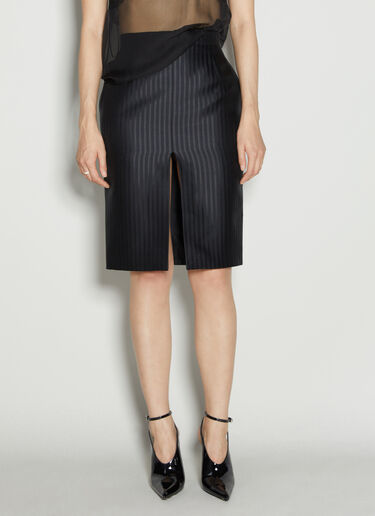 Saint Laurent 스트라이프 펜슬 스커트 블랙 sla0254008